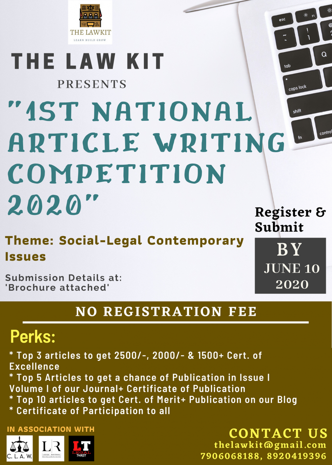 1st National Article Writing Competition 2020 by The Law Kit