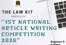 1st National Article Writing Competition 2020 by The Law Kit