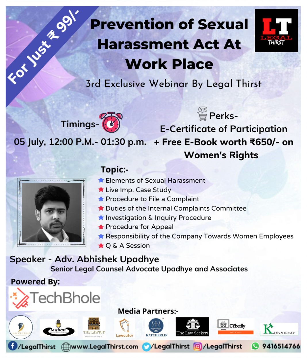 Sexual Harassment & POSH Law Session by Legal Thirst
