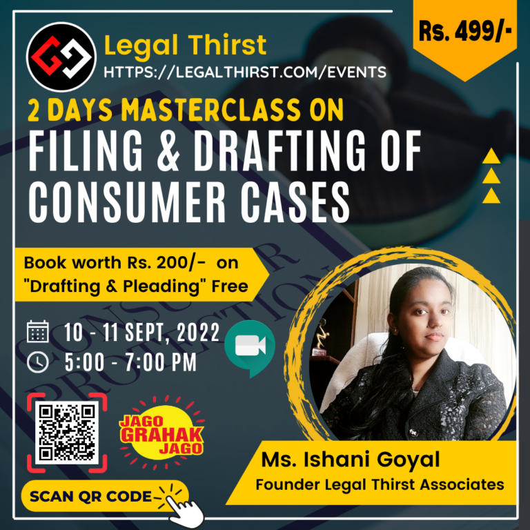 Exclusive Masterclass on Consumer Case Drafting & Filing [10-11 Sept]